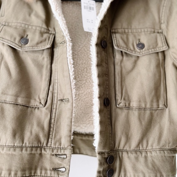 Olive Green Faux Fur Collar Jacket - Picture 4 of 4